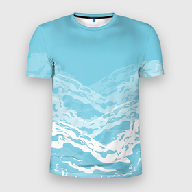 Мужская футболка 3D спортивная с принтом Волны в Санкт-Петербурге, 100% полиэстер с улучшенными характеристиками | приталенный силуэт, круглая горловина, широкие плечи, сужается к линии бедра | вода | волны | минимализм | море | нежность | природа | рисунок
