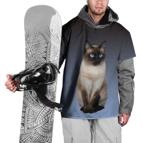 Накидка на куртку 3D с принтом сиамская милая кошечка в Тюмени, 100% полиэстер |  | Тематика изображения на принте: cat | kitten | голубые глаза | градиент | кот | котейка | котик | кошечка | кошка | милая | мяу | сиамская | сиамский