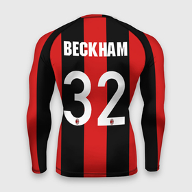 Мужской рашгард 3D с принтом Форма Милан Бекхэм в Белгороде,  |  | 32 номер | beckham | fc milan | бекхэм | дэвид | италия | красно черные | легенда футбола | логотип | милан | серия а | фк милан