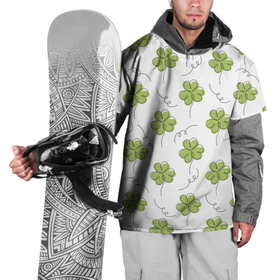Накидка на куртку 3D с принтом Клевер на День святого Патрика в Курске, 100% полиэстер |  | белый | день святого патрика | детский | зеленый | клевер | листик | минимализм | надпись | патрик | подарок | прикольная | смешной | удача | узор