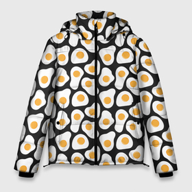 Мужская зимняя куртка 3D с принтом Яичница в Петрозаводске, верх — 100% полиэстер; подкладка — 100% полиэстер; утеплитель — 100% полиэстер | длина ниже бедра, свободный силуэт Оверсайз. Есть воротник-стойка, отстегивающийся капюшон и ветрозащитная планка. 

Боковые карманы с листочкой на кнопках и внутренний карман на молнии. | арт | белок | еда | завтрак | куриный | яичника | яйца