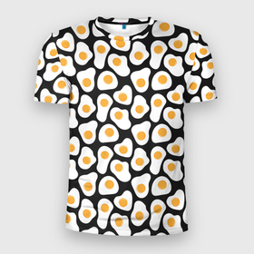 Мужская футболка 3D спортивная с принтом Яичница в Екатеринбурге, 100% полиэстер с улучшенными характеристиками | приталенный силуэт, круглая горловина, широкие плечи, сужается к линии бедра | арт | белок | еда | завтрак | куриный | яичника | яйца