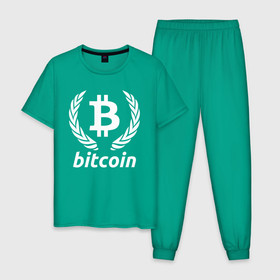Мужская пижама хлопок с принтом БИТКОИН ЭМБЛЕМА в Курске, 100% хлопок | брюки и футболка прямого кроя, без карманов, на брюках мягкая резинка на поясе и по низу штанин
 | bitcoin | blockchain | btc | cardano | crypto | ethereum | polkadot | tether | xrp | бинанс | биткоин | блокчейн | валюта | деньги | криптовалюта | майнер | майнинг | цифровая валюта | цифровое золото | эфир