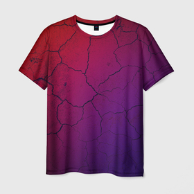 Мужская футболка 3D с принтом Трещины , 100% полиэфир | прямой крой, круглый вырез горловины, длина до линии бедер | grunge | гранж | земля | неон | неоновая | природа | текстура | текстуры | трещины