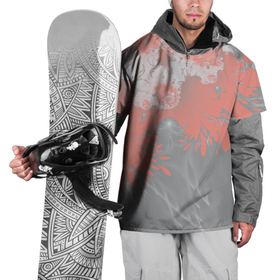 Накидка на куртку 3D с принтом Абстракция. Коралловый и серый. 537 1. в Новосибирске, 100% полиэстер |  | burnt coral | абстракция | коралловый | серый | фрактал