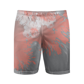 Мужские шорты спортивные с принтом Абстракция. Коралловый и серый. 537 1. в Курске,  |  | burnt coral | абстракция | коралловый | серый | фрактал