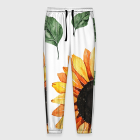 Мужские брюки 3D с принтом Подсолнухи , 100% полиэстер | манжеты по низу, эластичный пояс регулируется шнурком, по бокам два кармана без застежек, внутренняя часть кармана из мелкой сетки | лето | подсолнухи | цветочный принт | цветы
