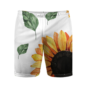 Мужские шорты спортивные с принтом Подсолнухи в Курске,  |  | лето | подсолнухи | цветочный принт | цветы