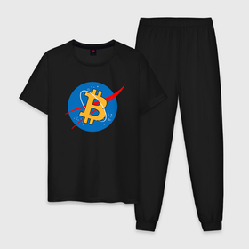 Мужская пижама хлопок с принтом BITCOIN NASA | БИТКОИН НАСА (Z) в Тюмени, 100% хлопок | брюки и футболка прямого кроя, без карманов, на брюках мягкая резинка на поясе и по низу штанин
 | Тематика изображения на принте: binance coin | bitcoin | blockchain | btc | cardano | crypto | ethereum | litecoin | polkadot | tether | xrp | биткоин | блокчейн | валюта | деньги | криптовалюта | майнер | майнинг | цифровая валюта | цифровое золото | эфир