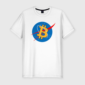 Мужская футболка хлопок Slim с принтом BITCOIN NASA | БИТКОИН НАСА (Z) , 92% хлопок, 8% лайкра | приталенный силуэт, круглый вырез ворота, длина до линии бедра, короткий рукав | binance coin | bitcoin | blockchain | btc | cardano | crypto | ethereum | litecoin | polkadot | tether | xrp | биткоин | блокчейн | валюта | деньги | криптовалюта | майнер | майнинг | цифровая валюта | цифровое золото | эфир