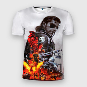 Мужская футболка 3D Slim с принтом Metal Gear в Белгороде, 100% полиэстер с улучшенными характеристиками | приталенный силуэт, круглая горловина, широкие плечи, сужается к линии бедра | kojima | биг босс | наёмник | операция | снейк | стелс