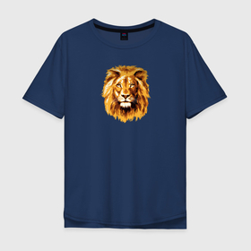 Мужская футболка хлопок Oversize с принтом Голова Льва в Курске, 100% хлопок | свободный крой, круглый ворот, “спинка” длиннее передней части | beast | lion | власть | голова | животные | звери | зубы | король | корона | кот | кошка | лев | рычит | сила | царь