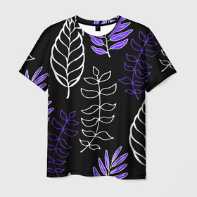 Мужская футболка 3D с принтом Минималистичные Листья в Кировске, 100% полиэфир | прямой крой, круглый вырез горловины, длина до линии бедер | листья | минимализм | природа | растения | рисунок