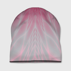 Шапка 3D с принтом Розовый и серый   коллекция Лучи   Хуф и Ся в Екатеринбурге, 100% полиэстер | универсальный размер, печать по всей поверхности изделия | Тематика изображения на принте: абстракция | геометрия | линии | розовый | серый