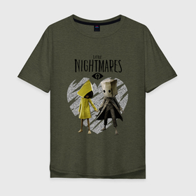 Мужская футболка хлопок Oversize с принтом Little Nightmares II в Тюмени, 100% хлопок | свободный крой, круглый ворот, “спинка” длиннее передней части | game | little nightmares | девочка и мальчик | желтый | игры | любовь | пара | парные
