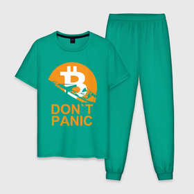 Мужская пижама хлопок с принтом БИТКОИН НЕ ПАНИКУЕМ в Курске, 100% хлопок | брюки и футболка прямого кроя, без карманов, на брюках мягкая резинка на поясе и по низу штанин
 | bitcoin | blockchain | btc | cardano | crypto | ethereum | polkadot | tether | xrp | бинанс | биткоин | блокчейн | валюта | деньги | криптовалюта | майнер | майнинг | цифровая валюта | цифровое золото | эфир