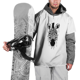Накидка на куртку 3D с принтом Зебра минимализм в Кировске, 100% полиэстер |  | animal | beast | black | minimalism | white | zebra | белое | животное | зверь | зебра | краски | минимализм | чернила | черно белое | черное