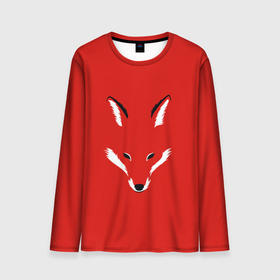 Мужской лонгслив 3D с принтом Fox minimalism в Петрозаводске, 100% полиэстер | длинные рукава, круглый вырез горловины, полуприлегающий силуэт | animal | beast | face | fox | minimalism | muzzle | red | животное | зверь | красная | красный | лиса | лисы | лицо | минимализм
