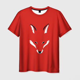 Мужская футболка 3D с принтом Fox minimalism в Петрозаводске, 100% полиэфир | прямой крой, круглый вырез горловины, длина до линии бедер | animal | beast | face | fox | minimalism | muzzle | red | животное | зверь | красная | красный | лиса | лисы | лицо | минимализм