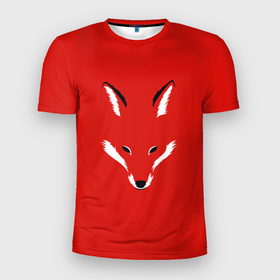 Мужская футболка 3D спортивная с принтом Fox minimalism в Екатеринбурге, 100% полиэстер с улучшенными характеристиками | приталенный силуэт, круглая горловина, широкие плечи, сужается к линии бедра | animal | beast | face | fox | minimalism | muzzle | red | животное | зверь | красная | красный | лиса | лисы | лицо | минимализм