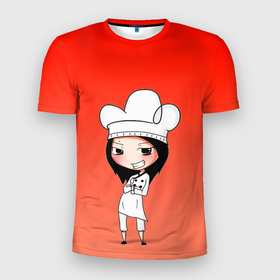 Мужская футболка 3D спортивная с принтом Повар девушка манга в Новосибирске, 100% полиэстер с улучшенными характеристиками | приталенный силуэт, круглая горловина, широкие плечи, сужается к линии бедра | аниме | арт | готовка | градиент | девочка | девушка | детский | еда | кавай | манга | мило | мультяшный | персонаж | повар | рисунок | чиби