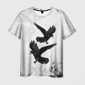 Мужская футболка 3D с принтом Gothic crows в Петрозаводске, 100% полиэфир | прямой крой, круглый вырез горловины, длина до линии бедер | animals | art | bird | black | crow | dark | halloween | wings | witch | арт | ворона | готика | готические | животные | крылья | нечисть | орел | перья | природа | птица | птица ворон | птичка | тьма | хеллоуин | хищник | черная птица