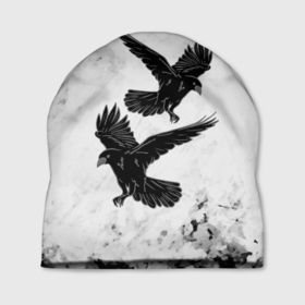 Шапка 3D с принтом Gothic crows в Кировске, 100% полиэстер | универсальный размер, печать по всей поверхности изделия | Тематика изображения на принте: animals | art | bird | black | crow | dark | halloween | wings | witch | арт | ворона | готика | готические | животные | крылья | нечисть | орел | перья | природа | птица | птица ворон | птичка | тьма | хеллоуин | хищник | черная птица