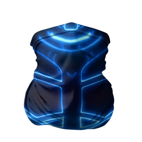 Бандана-труба 3D с принтом Неоновая броня Neon Armor в Курске, 100% полиэстер, ткань с особыми свойствами — Activecool | плотность 150‒180 г/м2; хорошо тянется, но сохраняет форму | cyberpunk 2077 | абстракция | броня | неон | синяя | текстура | трон