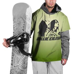 Накидка на куртку 3D с принтом Билли Айлиш на зеленом фоне , 100% полиэстер |  | bad guy | billie | billie eilish | billieeilish | билли | билли айлиш