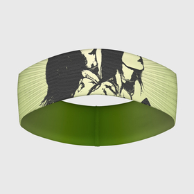 Повязка на голову 3D с принтом Билли Айлиш на зеленом фоне в Кировске,  |  | bad guy | billie | billie eilish | billieeilish | билли | билли айлиш