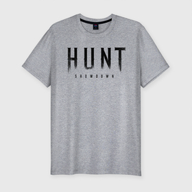 Мужская футболка хлопок Slim с принтом HUNT: showdown черный , 92% хлопок, 8% лайкра | приталенный силуэт, круглый вырез ворота, длина до линии бедра, короткий рукав | hunt | hunt: showdown | showdown | охота | хант
