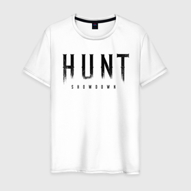 Мужская футболка хлопок с принтом HUNT: showdown черный в Белгороде, 100% хлопок | прямой крой, круглый вырез горловины, длина до линии бедер, слегка спущенное плечо. | hunt | hunt: showdown | showdown | охота | хант