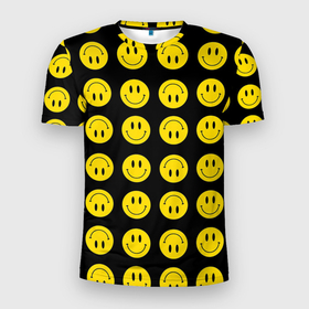 Мужская футболка 3D спортивная с принтом Смайлики , 100% полиэстер с улучшенными характеристиками | приталенный силуэт, круглая горловина, широкие плечи, сужается к линии бедра | Тематика изображения на принте: emoji | smile | sticker | грусть | любовь | печаль | плачь | смайлики | стикеры | текстура | улыбка | эмоджи | эмодзи