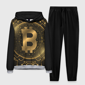 Мужской костюм 3D (с толстовкой) с принтом ЗОЛОТОЙ БИТКОИН в Белгороде,  |  | bitcoin | blockchain | btc | cardano | crypto | ethereum | polkadot | tether | xrp | бинанс | биткоин | блокчейн | валюта | деньги | криптовалюта | майнер | майнинг | цифровая валюта | цифровое золото | эфир