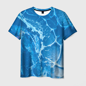 Мужская футболка 3D с принтом Ледяной в Курске, 100% полиэфир | прямой крой, круглый вырез горловины, длина до линии бедер | абстракция | вода | зима | иней | лед | ледяной | мерзлота | мороженое | мороз | север | снег | текстура | холод