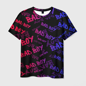 Мужская футболка 3D с принтом Bad Boy в Тюмени, 100% полиэфир | прямой крой, круглый вырез горловины, длина до линии бедер | bad | boy | human | man | street | style | sueta | vip | вип | мальчик | наводить | надпись | пацанская | пацанские | стиль | суета | суету | текстура | уличный | человек