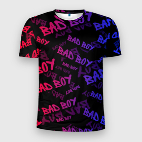 Мужская футболка 3D спортивная с принтом Bad Boy в Петрозаводске, 100% полиэстер с улучшенными характеристиками | приталенный силуэт, круглая горловина, широкие плечи, сужается к линии бедра | bad | boy | human | man | street | style | sueta | vip | вип | мальчик | наводить | надпись | пацанская | пацанские | стиль | суета | суету | текстура | уличный | человек