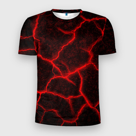 Мужская футболка 3D спортивная с принтом ЛАВА | ЛАВОВЫЕ ТРЕЩИНЫ | LAVA , 100% полиэстер с улучшенными характеристиками | приталенный силуэт, круглая горловина, широкие плечи, сужается к линии бедра | burnin | fire | flame | grunge | lava | lawa | гранж | земля | красная | красный | лава | неон | неоновая | огонь | паттерн | пламя | плита | плиты | природа | текстура | текстуры | трещины