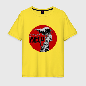 Мужская футболка хлопок Oversize с принтом Afrosamurai в Белгороде, 100% хлопок | свободный крой, круглый ворот, “спинка” длиннее передней части | Тематика изображения на принте: afro samurai | afrosamurai | anime | аниме | анимэ | афро самурай | афросамурай