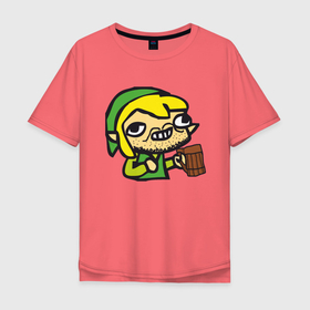 Мужская футболка хлопок Oversize с принтом Зельда , 100% хлопок | свободный крой, круглый ворот, “спинка” длиннее передней части | the legend of zelda | зельда | игра | рпг игры | эльф | яблочный сок