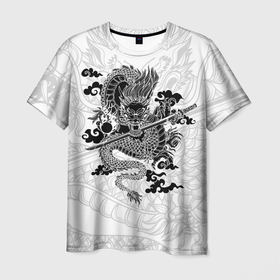 Мужская футболка 3D с принтом ДРАКОН | DRAGON , 100% полиэфир | прямой крой, круглый вырез горловины, длина до линии бедер | Тематика изображения на принте: anime | china | dragon | japan | katana | samurai | smoke | snake | sword | tattoo | аниме | дракон | дым | змей | катана | китай | меч | самурай | тату | татуировка | япония