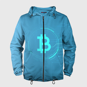 Мужская ветровка 3D с принтом Bitcoin в Петрозаводске, 100% полиэстер | подол и капюшон оформлены резинкой с фиксаторами, два кармана без застежек по бокам, один потайной карман на груди | bitcoin | meme | биткойн | валюта | манера | мем | образ действия | символ