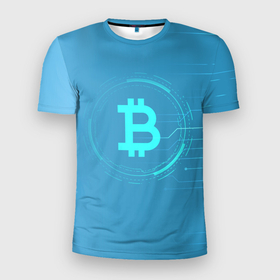 Мужская футболка 3D Slim с принтом Bitcoin в Екатеринбурге, 100% полиэстер с улучшенными характеристиками | приталенный силуэт, круглая горловина, широкие плечи, сужается к линии бедра | bitcoin | meme | биткойн | валюта | манера | мем | образ действия | символ