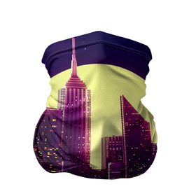 Бандана-труба 3D с принтом Неоновый город в Новосибирске, 100% полиэстер, ткань с особыми свойствами — Activecool | плотность 150‒180 г/м2; хорошо тянется, но сохраняет форму | city | neon | башня | город | луна | неон | неоновый | неоновый принт | нью йорк