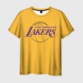 Мужская футболка 3D с принтом Лос-Анджелес Лейкерс (Форма1) в Курске, 100% полиэфир | прямой крой, круглый вырез горловины, длина до линии бедер | nba | баскетбол | лейкерс форма | лос анджелес лейкерс | нба