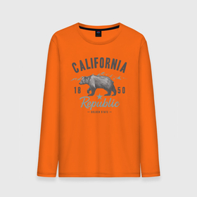 Мужской лонгслив хлопок с принтом California в Петрозаводске, 100% хлопок |  | california | usa | горы | калифорния | медведь | республика