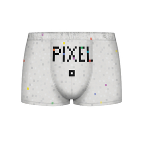Мужские трусы 3D с принтом Im a Pixel в Курске, 50% хлопок, 50% полиэстер | классическая посадка, на поясе мягкая тканевая резинка | Тематика изображения на принте: pixel | texture | квадрат | пиксель | текст | текстура