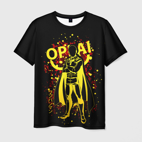 Мужская футболка 3D с принтом One-Punch Man , 100% полиэфир | прямой крой, круглый вырез горловины, длина до линии бедер | anime | one punch man | onepunchman | saitama | аниме | ванпанчмен | лысый плащ | манга | сайтама