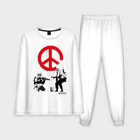 Мужская пижама с лонгсливом хлопок с принтом Make peace no war Banksy в Екатеринбурге,  |  | Тематика изображения на принте: art | banksy | street art | арт | бэнкси | граффити | со смыслом | сосмыслом | стритарт