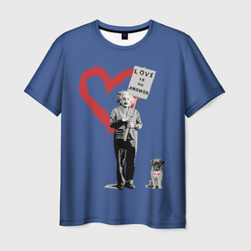 Мужская футболка 3D с принтом Любовь это ответ | Banksy в Кировске, 100% полиэфир | прямой крой, круглый вырез горловины, длина до линии бедер | art | banksy | street art | арт | бэнкси | граффити | со смыслом | сосмыслом | стритарт